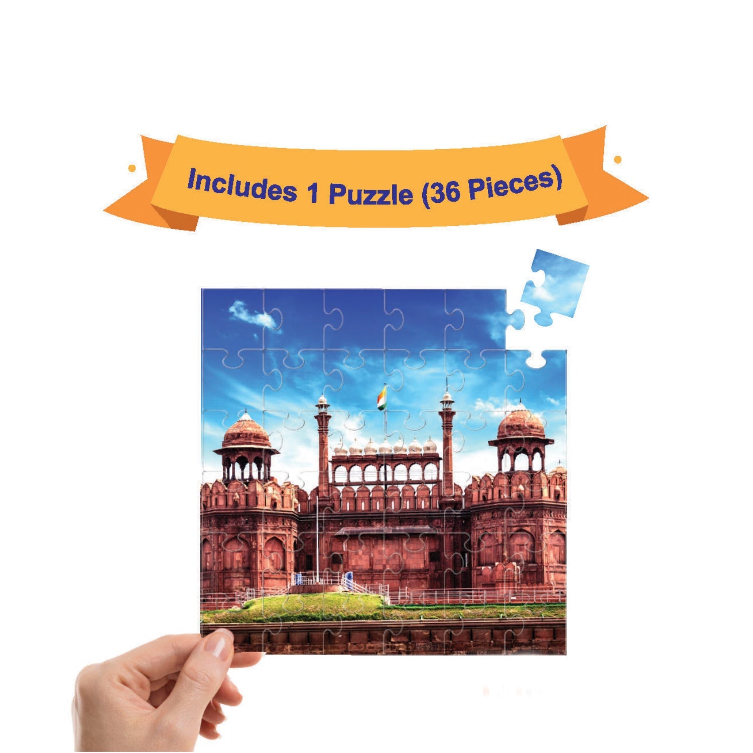 Mittimate Red Fort Jigsaw Puzzle – 36-Piece Cardboard Puzzle for Kids (Ages 4-6) | Fun, Learning & Perfect Birthday Gift
