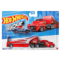 Hot Wheels Super Rigs Rock N Race With 1 Hot Wheels 1:64 Scale Car for Ages 3 Years Old&Up (BDW59)