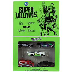 Hot Wheels Batman Set of 5 1:64 Scale Die-Cast Silver Series Super-Villain Vehicles Toy Cars with Enhanced Deco Execution & Authentic Details