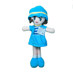 Play Hour Winky Rag Doll Plush Soft Toy Wearing Blue Dress for Ages 3 Years and Up, 40cm