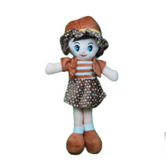 Play Hour Winky Rag Doll Plush Soft Toy Wearing Brown Dress for Ages 3 Years and Up, 40cm