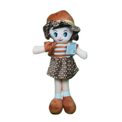 Play Hour Winky Rag Doll Plush Soft Toy Wearing Brown Dress for Ages 3 Years and Up, 40cm