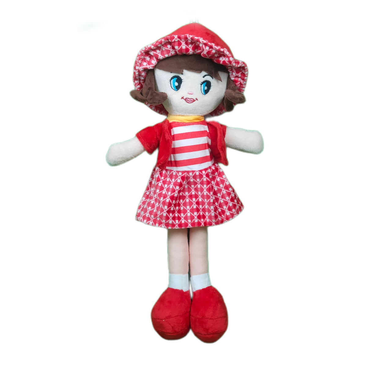 Play Hour Winky Rag Doll Plush Soft Toy Wearing Pink Dress for Ages 3 Years and Up, 40cm