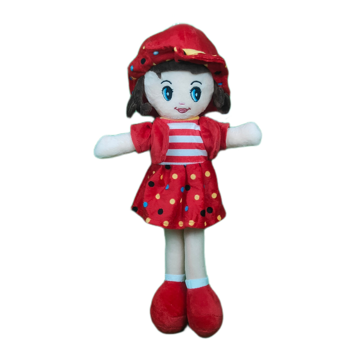 Play Hour Winky Rag Doll Plush Soft Toy Wearing Red Dress for Ages 3 Years and Up, 40cm