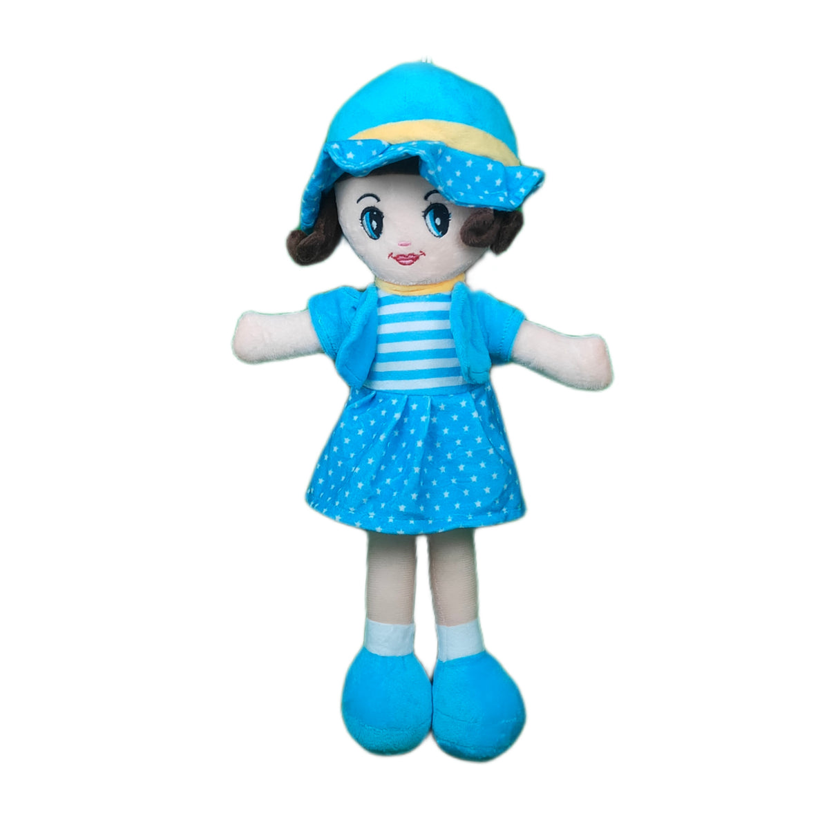 Play Hour Winky Rag Doll Plush Soft Toy Wearing Sky Dress for Ages 3 Years and Up, 40cm