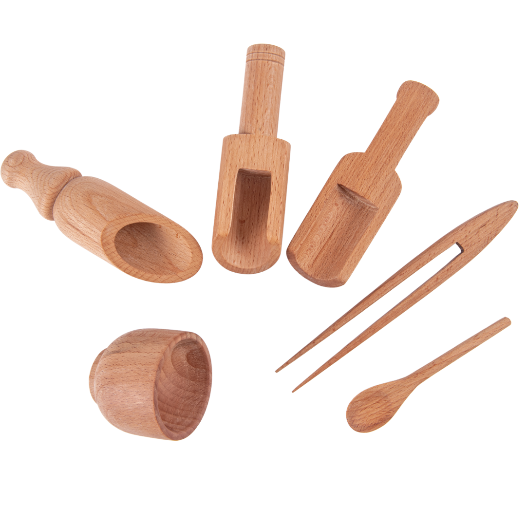 Nesta Toys Wooden Sensory Tool Toy Set of 6 - Montessori Toys for Kids Ages 2+