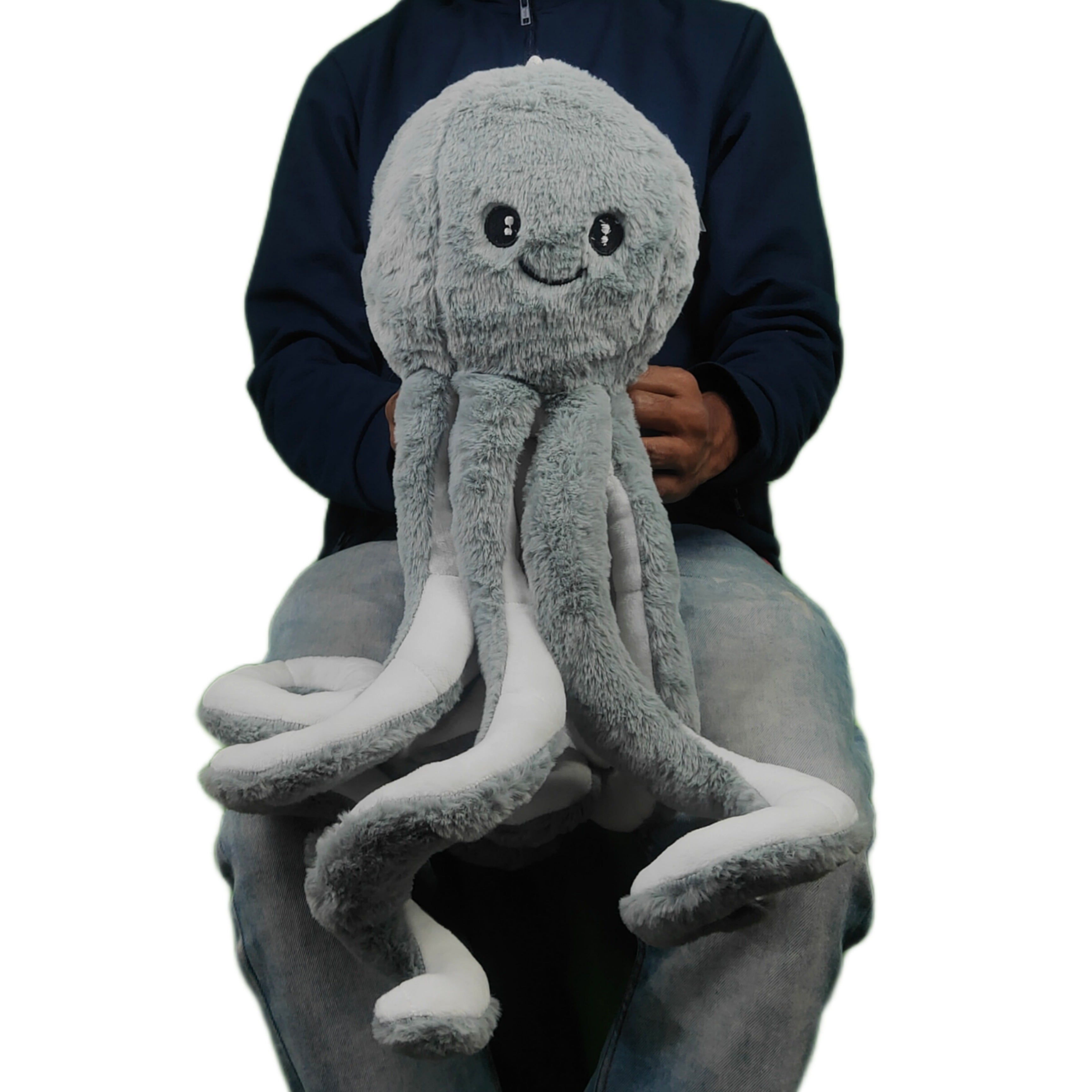 Play Hour Giant Realistic Stuffed Octopus Plush Soft Toy for Ages 3 Years and Up - Grey, 60cm