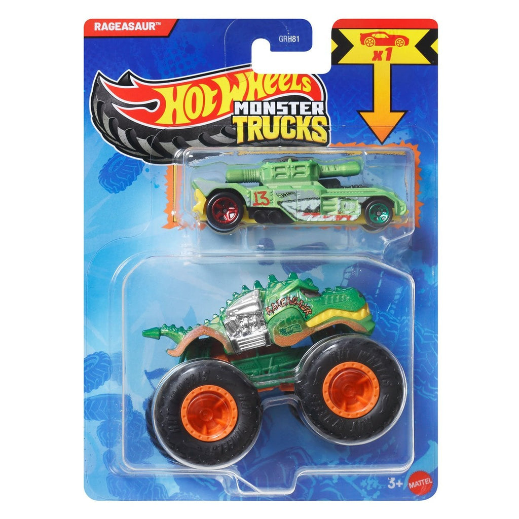 Hot Wheels Rageasaur Monster Truck Diecast Truck with 1:64 Scale Car for Ages 3+