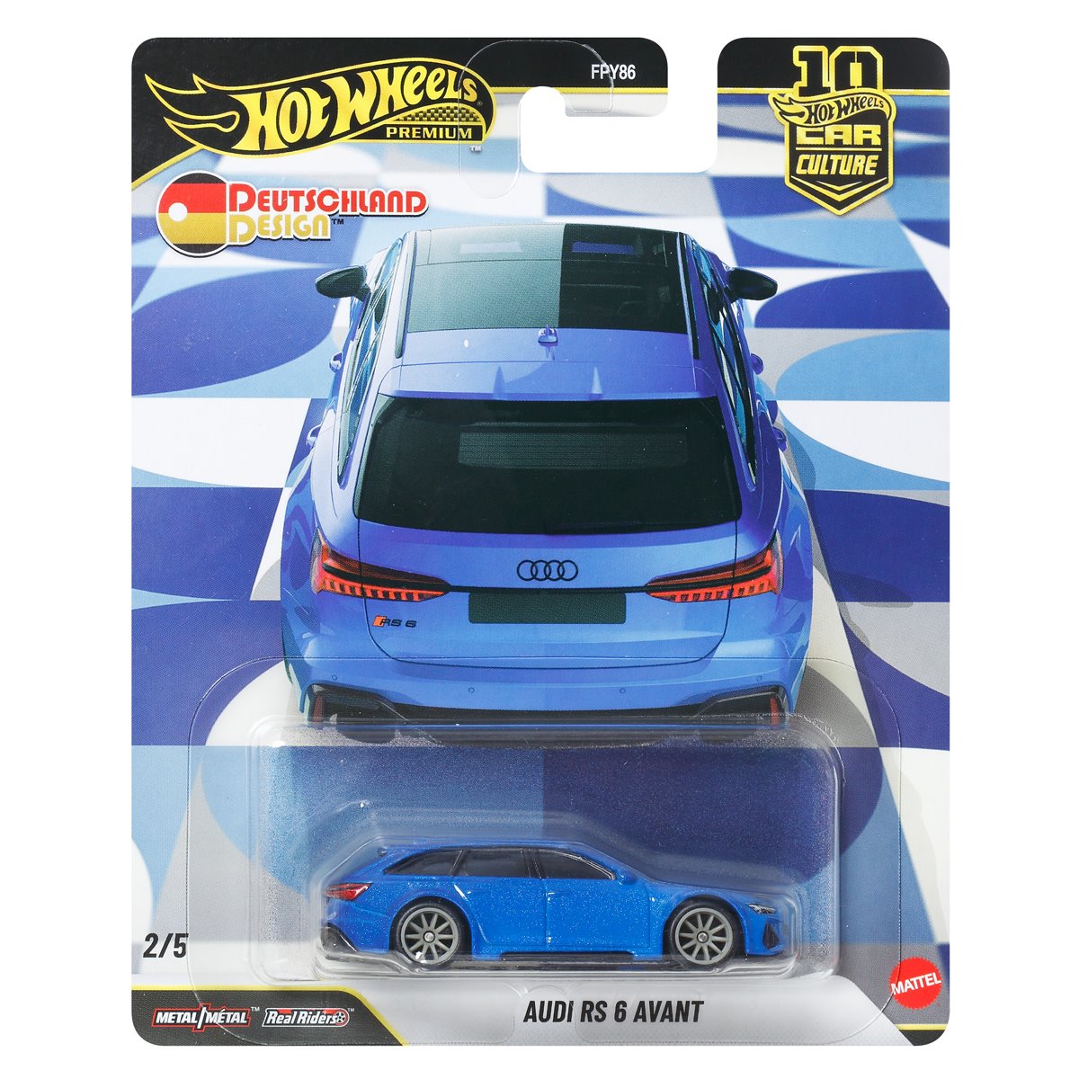 Hot Wheels Car Culture 1:64 Scale Premium Deutschland Design Audi RS 6 Avant Toy Car for Ages 4+