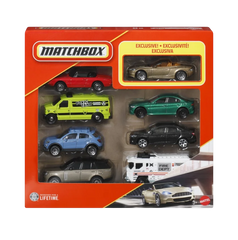 Matchbox 8-Pack Die-Cast Vehicle Gift Set with 1 Exclusive Sports Car – Assorted Luxury Cars, SUVs & Emergency Rescue Vehicles