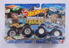 Hot Wheels Monster Trucks 1:64 Scale Demo Doubles 2 Pack Collection, Smash-Squatch vs 32 Degrees