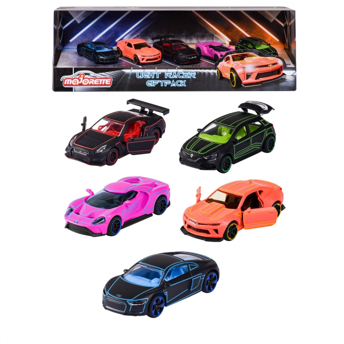 Majorette Light Racer Series 5 Car Gift Set For Kids Ages 3+