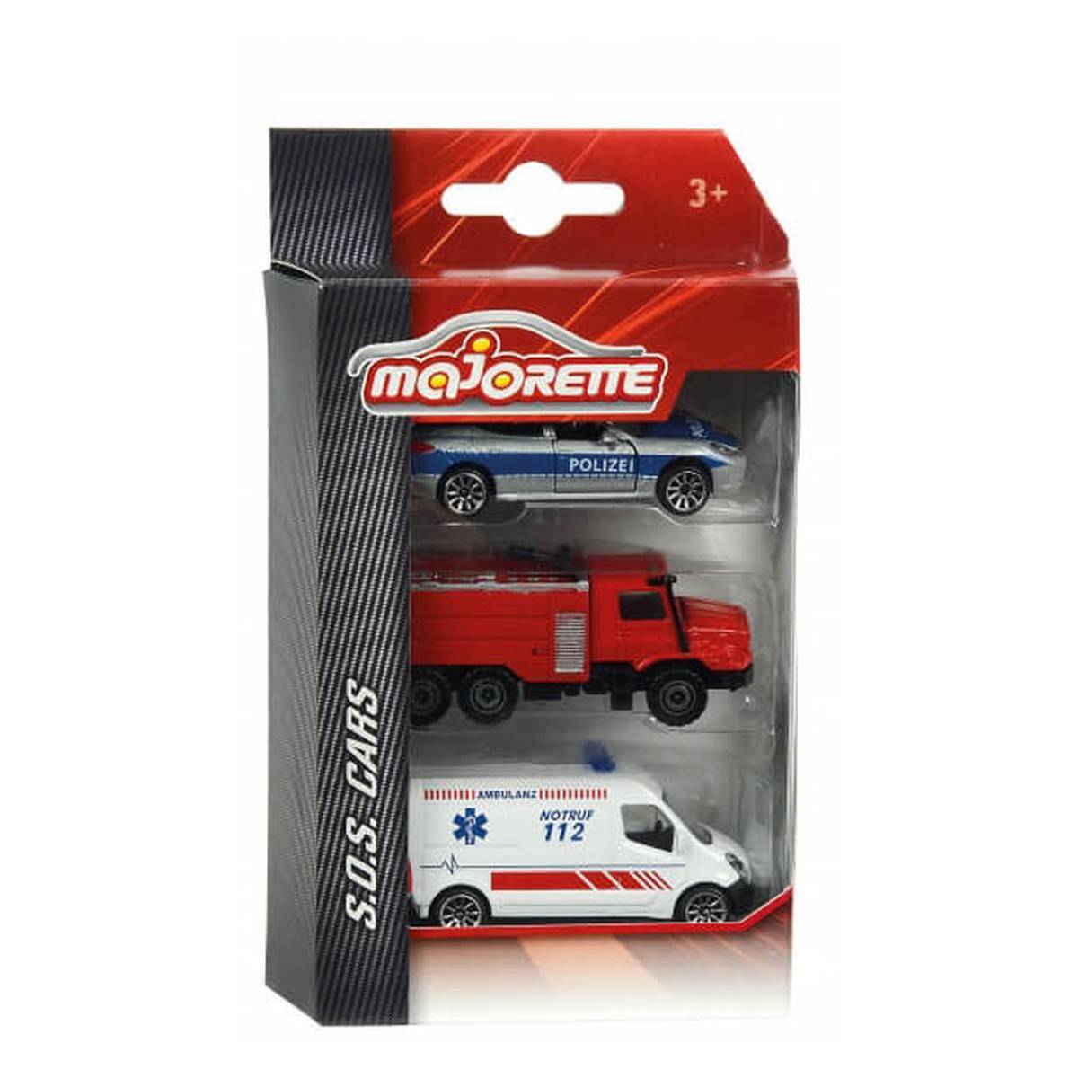 Majorette S.O.S 3 Car Pack - Design & Style May Vary, Only 1 Pack Included