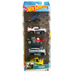 Hot Wheels 5 Car Gift Pack - Tooned Pack Of 5 For Kids & Collectors