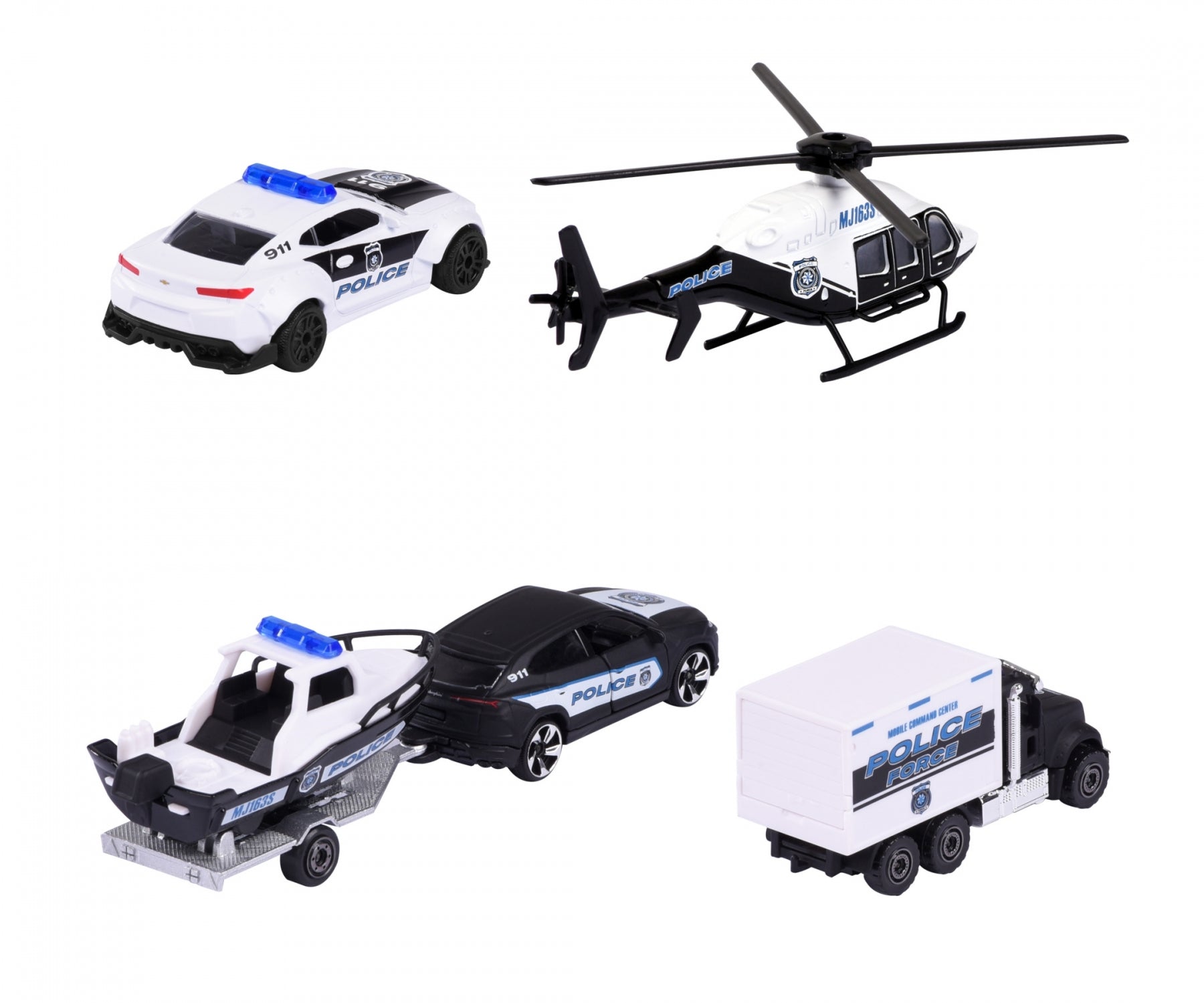 Majorette Police Force Black and White 4 Car Gift Set For Kids Ages 3+