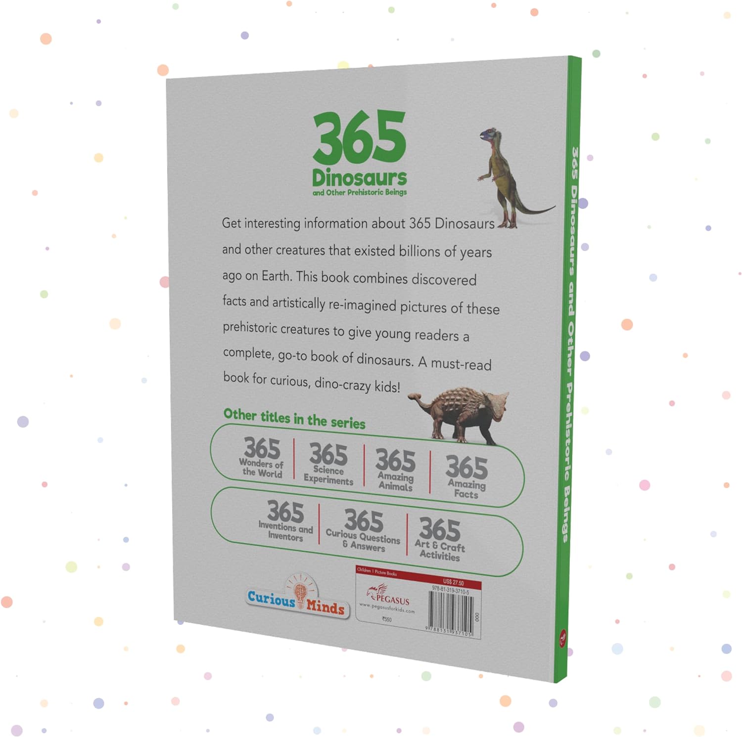 Pegasus 365 Dinosaurs - Premium Quality Padded & Glittered Book for Kids Ages 6+