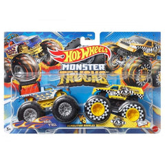 Hot Wheels Monster Trucks 1:64 Scale Demo Doubles 2 Pack Collection, Haul Y'All Vs Taxi