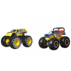 Hot Wheels Monster Trucks 1:64 Scale Demo Doubles 2 Pack Collection, Haul Y'All Vs Taxi