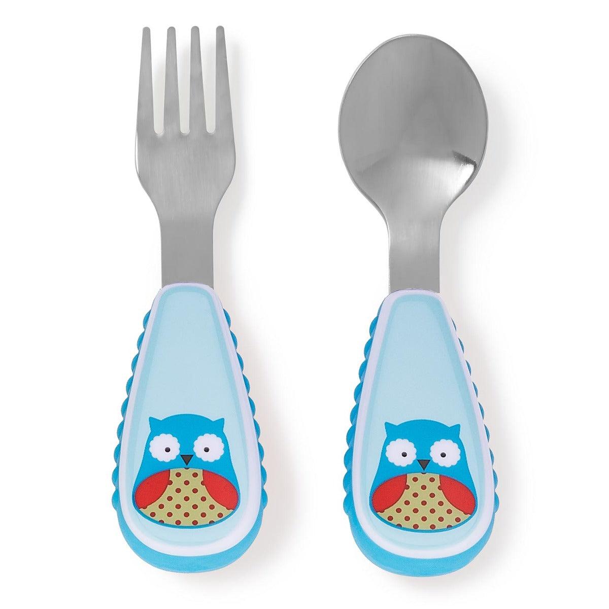 Skip Hop Zoo Utensils Fork & Spoon Owl - Weaning Accessory For Ages 0-3 Years