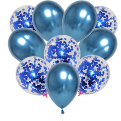 PartyCorp Blue and White Confetti Balloon Bouquet, Decoration Set for Birthday, Anniversary, Baby, Bridal Shower, DIY Pack of 10
