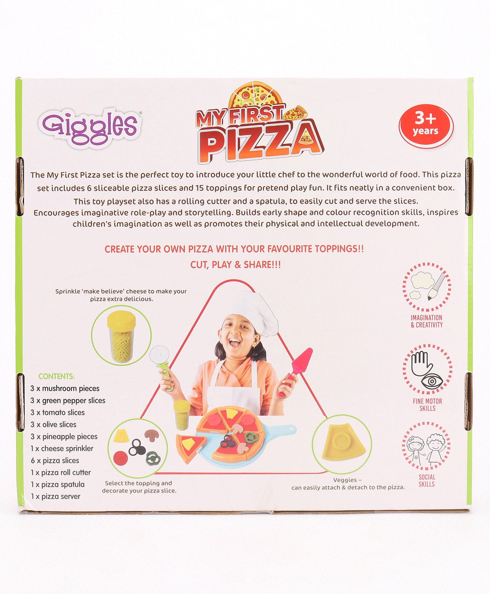 Funskool Giggles My First Pizza - Food Mix 'N Match Set with 15 toppings - Pretend Play Toy Set for Kids Ages 3+