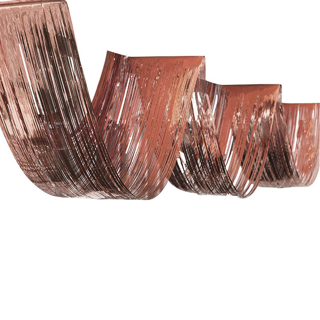 PartyCorp 14 Feet Rose Gold Roof, Ceiling Foil Fringe Curtain, 1 pc