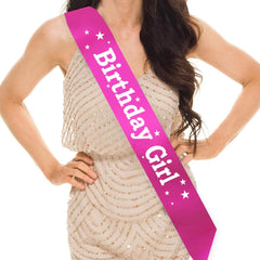 PartyCorp Pink & White Happy Birthday Sash for Girls, 1 piece
