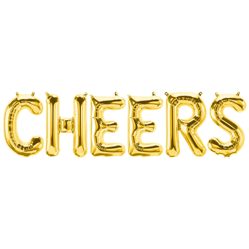 PartyCorp Cheers Foil Balloon Banner, Decoration Set for Birthday, Anniversary, Baby, Bridal Shower, DIY Pack of 6