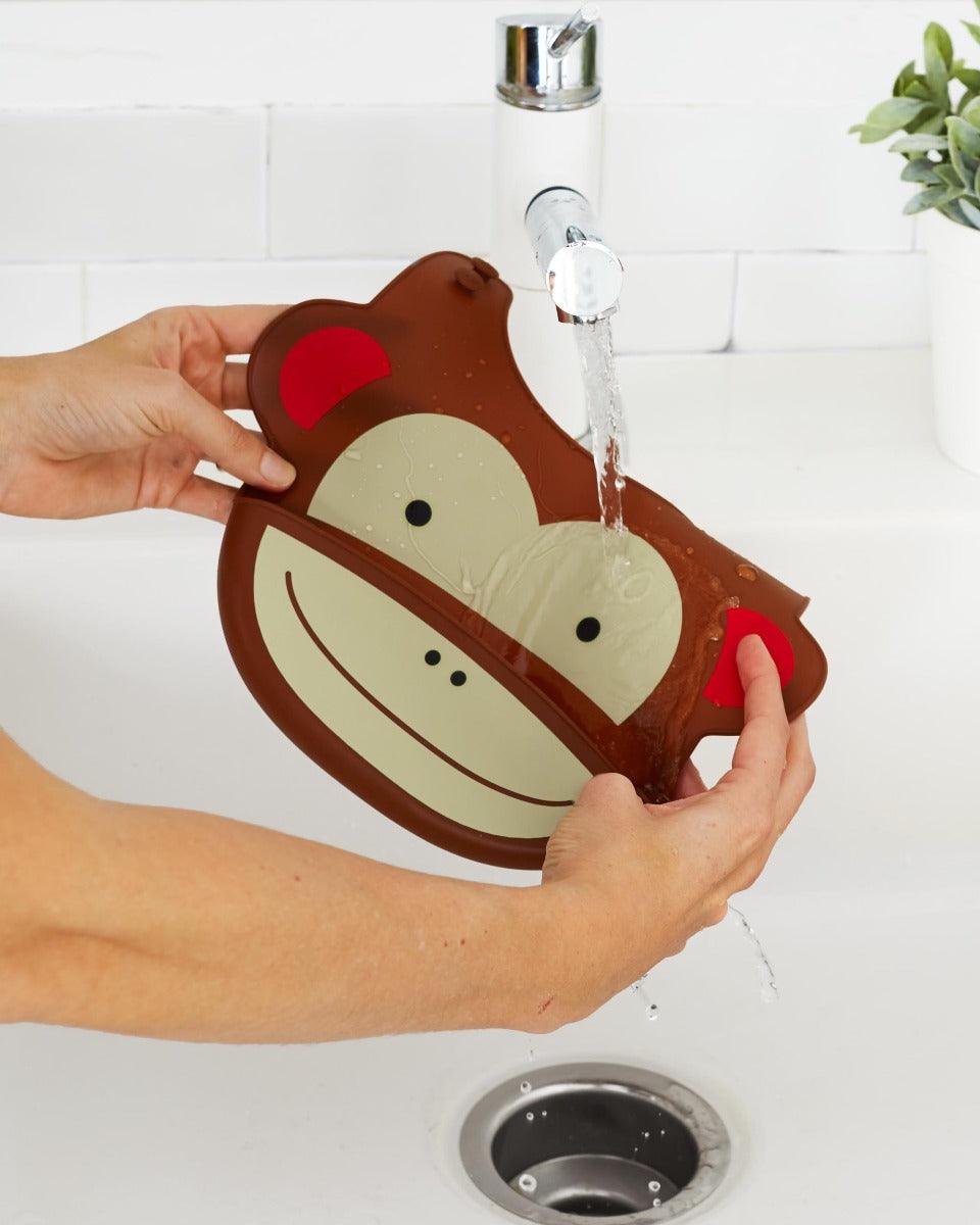 Skip Hop Zoo Fold & Go Silicone Bib Monkey - Feeding Accessory For Ages 1-3 Years