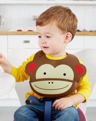 Skip Hop Zoo Fold & Go Silicone Bib Monkey - Feeding Accessory For Ages 1-3 Years