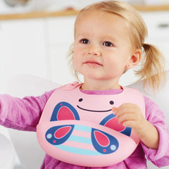 Skip Hop Zoo Fold & Go Silicone Bib Butterfly - Feeding Accessory For Ages 1-3 Years