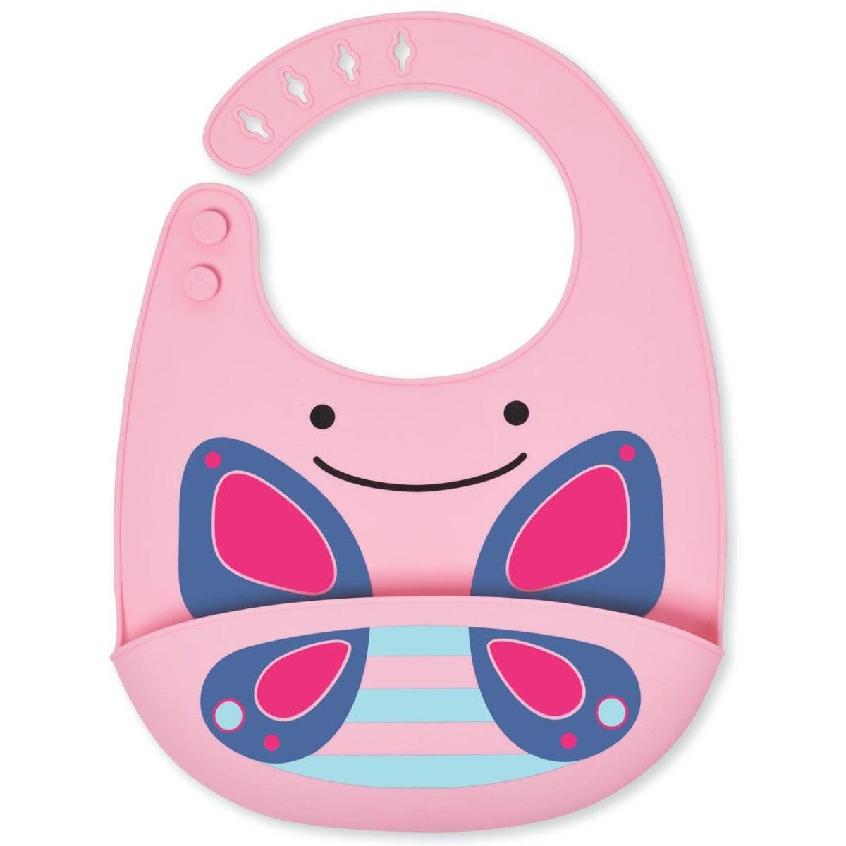 Skip Hop Zoo Fold & Go Silicone Bib Butterfly - Feeding Accessory For Ages 1-3 Years