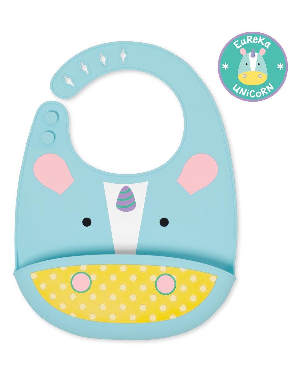 Skip Hop Zoo Fold & Go Silicone Bib Unicorn - Feeding Accessory For Ages 1-3 Years