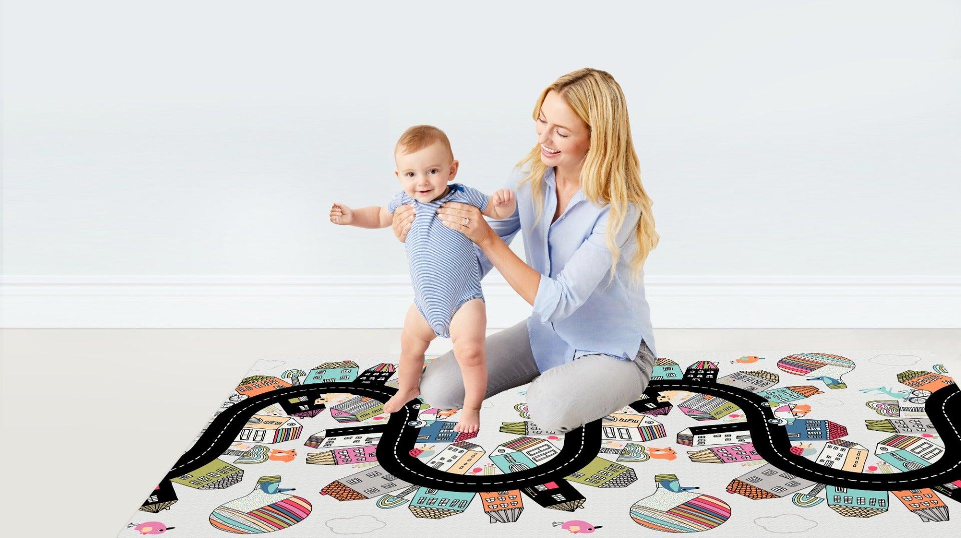 Skip Hop Doubleplay Reversible Playgym Vibrant Village - Playmats For Ages 0-2 Years