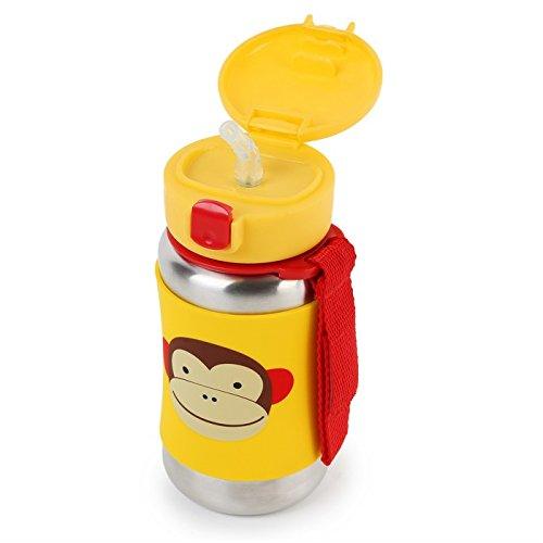 Skip Hop Zoo Back To School Sports Bottle Monkey - Stainless Steel Sipper For Ages 3-6 Years