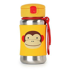 Skip Hop Zoo Back To School Sports Bottle Monkey - Stainless Steel Sipper For Ages 3-6 Years