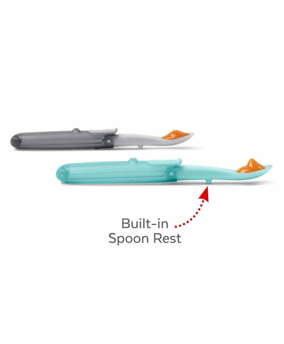 Skip Hop Easy-Fold Travel Spoons Teal-Grey - Weaning Accessory For Ages 0-3 Years