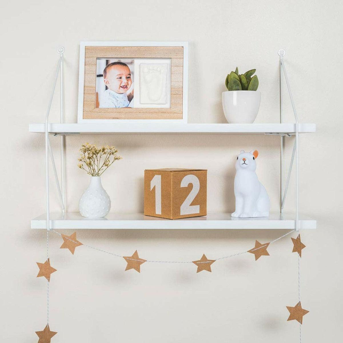 Baby Art Tiny Style Wooden Line Nursery D‚àö¬©cor White - Foot Print With Photo Frame For Ages 0-3 Years