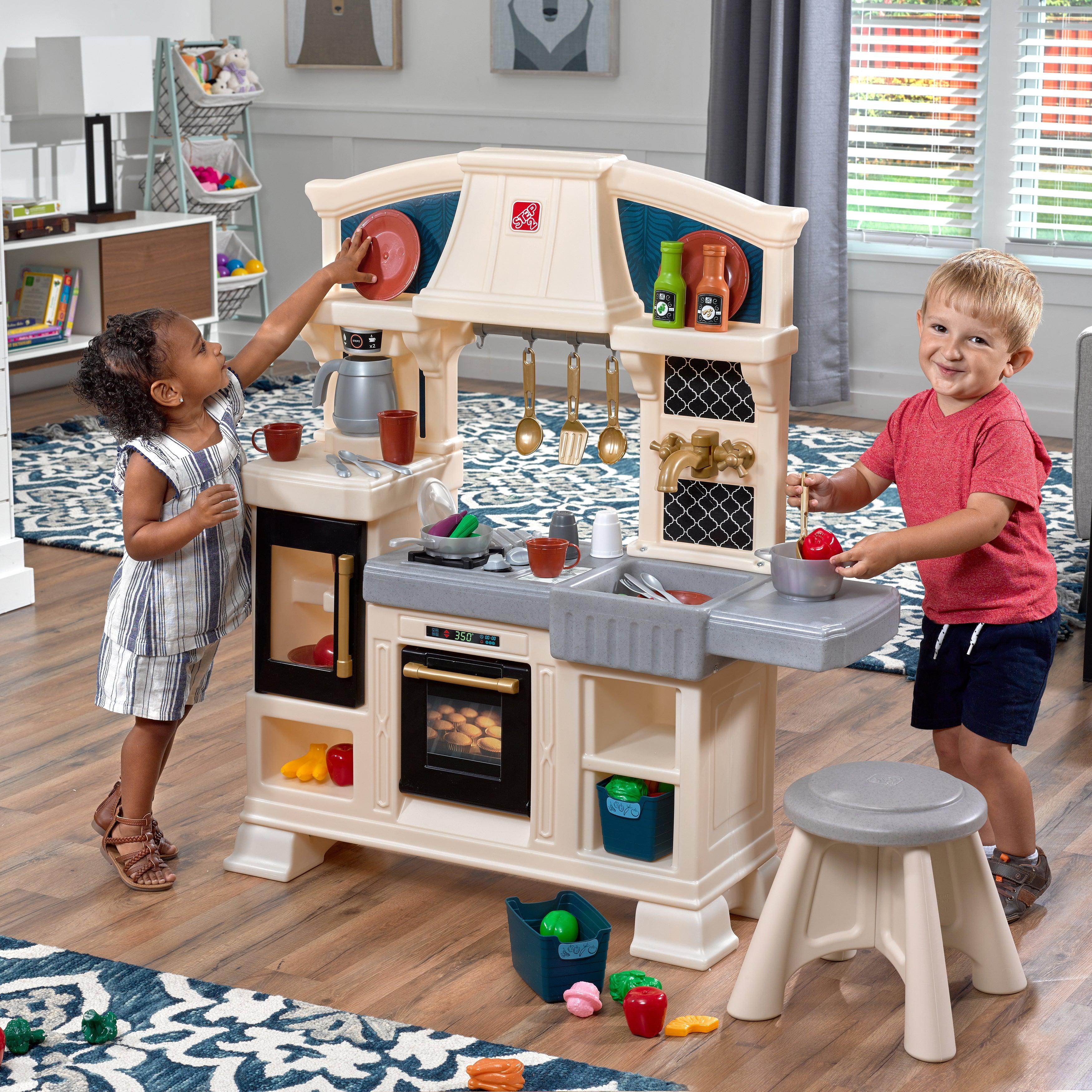 Step2 Classic Chic Play Kitchen Playset with Accessories & Stool for Toddlers - FunCorp India