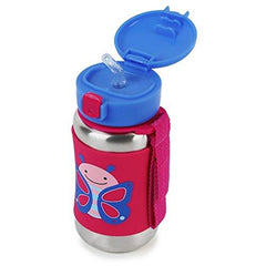 Skip Hop Zoo Back To School Sports Bottle Butterfly - Stainless Steel Sipper For Ages 3-6 Years