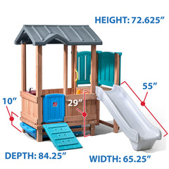 Step2 Woodland Adventure Playhouse Wooden Playset with Slide for Kids, Brown - FunCorp India