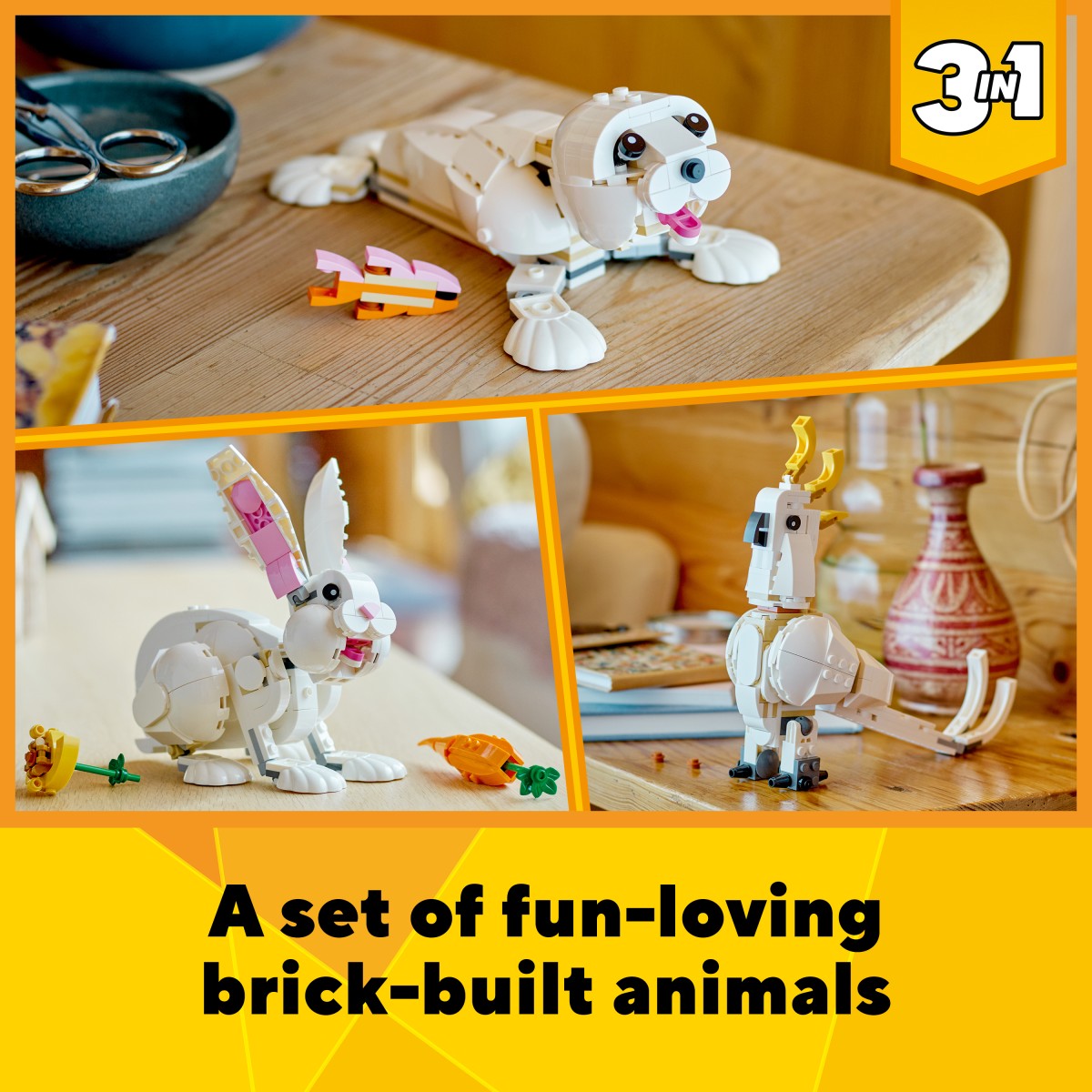 LEGO Creator 3in1 White Rabbit Building Kit For Ages 8+
