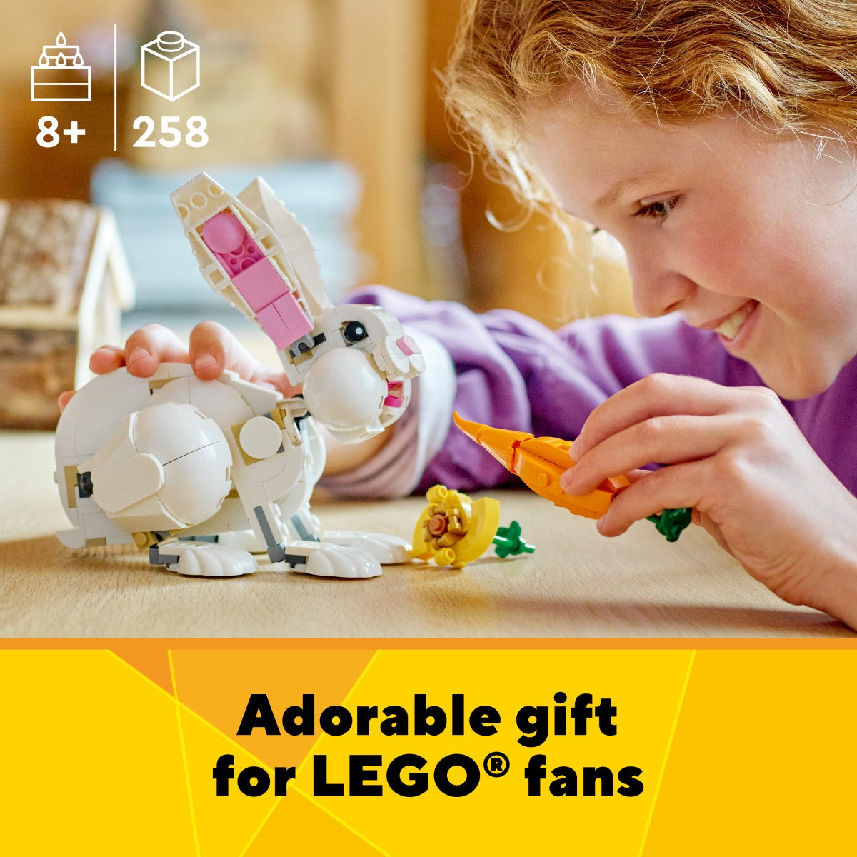 LEGO Creator 3in1 White Rabbit Building Kit For Ages 8+