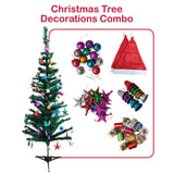 PartyCorp 4 ft Xmas Tree with 48 Decoration Glitter Ornaments and Danglers with Santa Hat for Home, Living Room Decor Combo - FunCorp India