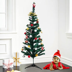 PartyCorp 4 ft Xmas Tree with Mix Decoration Danglers Set Box with Santa Hat for Home, Living Room Decor Combo - FunCorp India