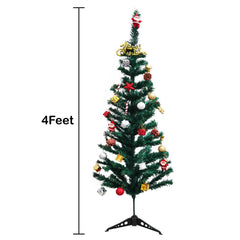 PartyCorp 4 ft Xmas Tree with Mix Decoration Danglers Set Box with Santa Hat for Home, Living Room Decor Combo - FunCorp India