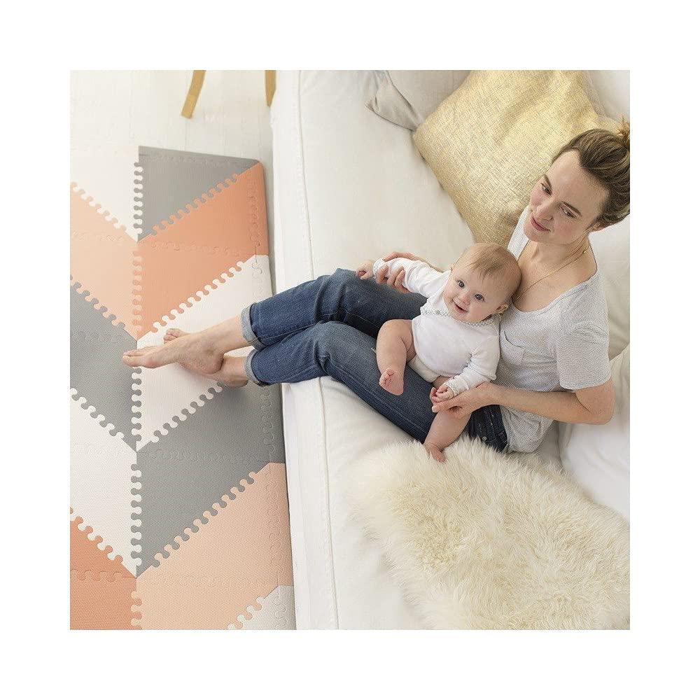 Skip Hop Playspot Geo Playgym & Mats Grey-Peach - Playmats For Ages 0-2 Years