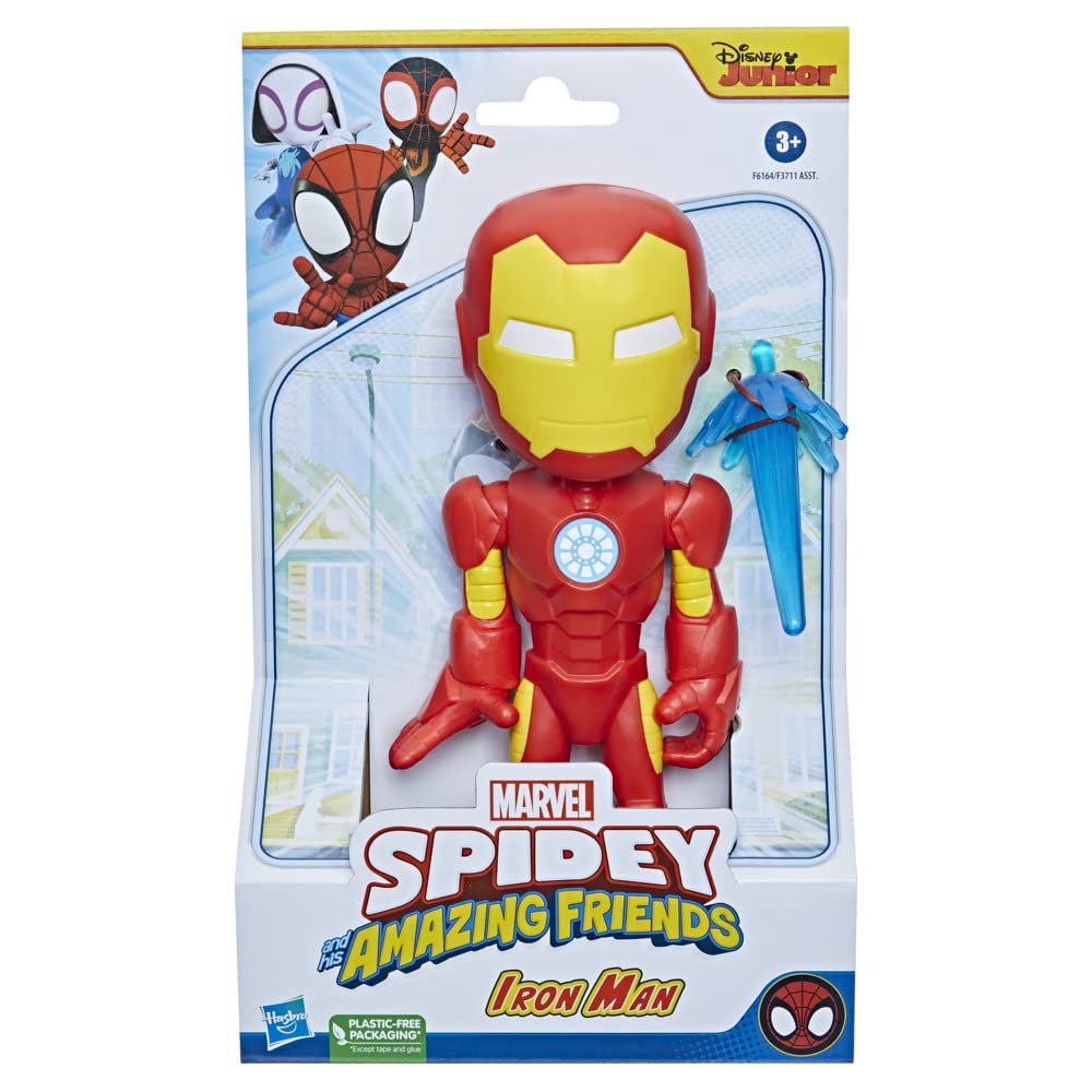 Marvel Spidey and His Amazing Friends Supersized 9-Inch Iron Man Action Figure for Kids Ages 3 and Up