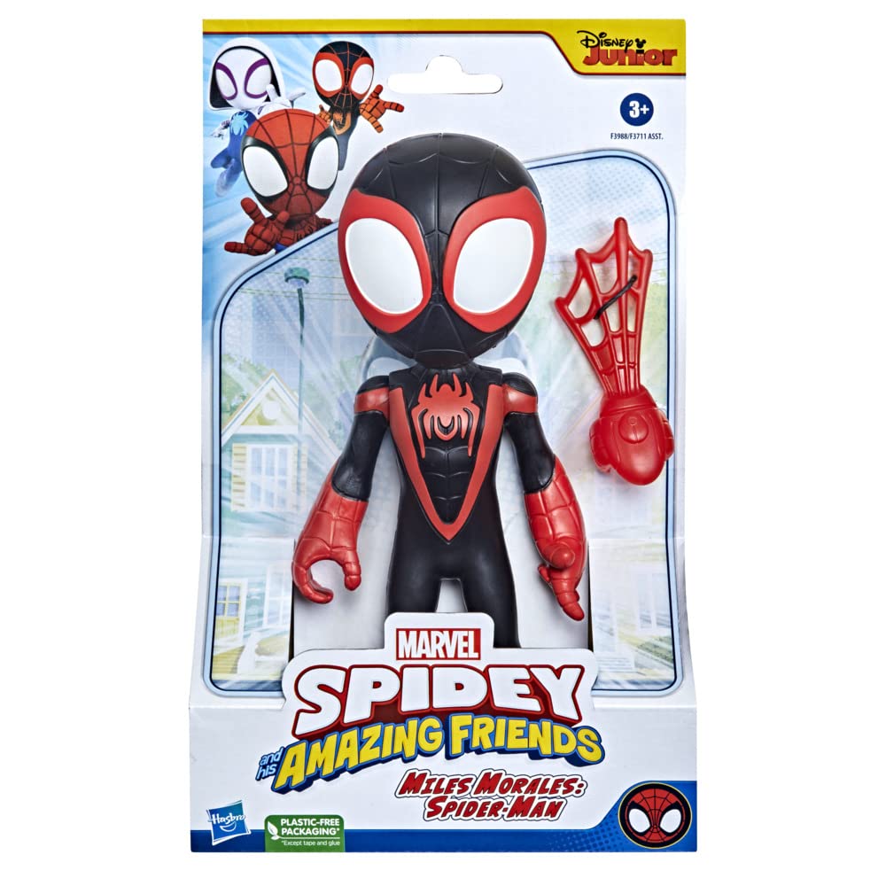 Marvel Spidey and His Amazing Friends Supersized 9-Inch Miles Morales Action Figure for Kids Ages 3 and Up