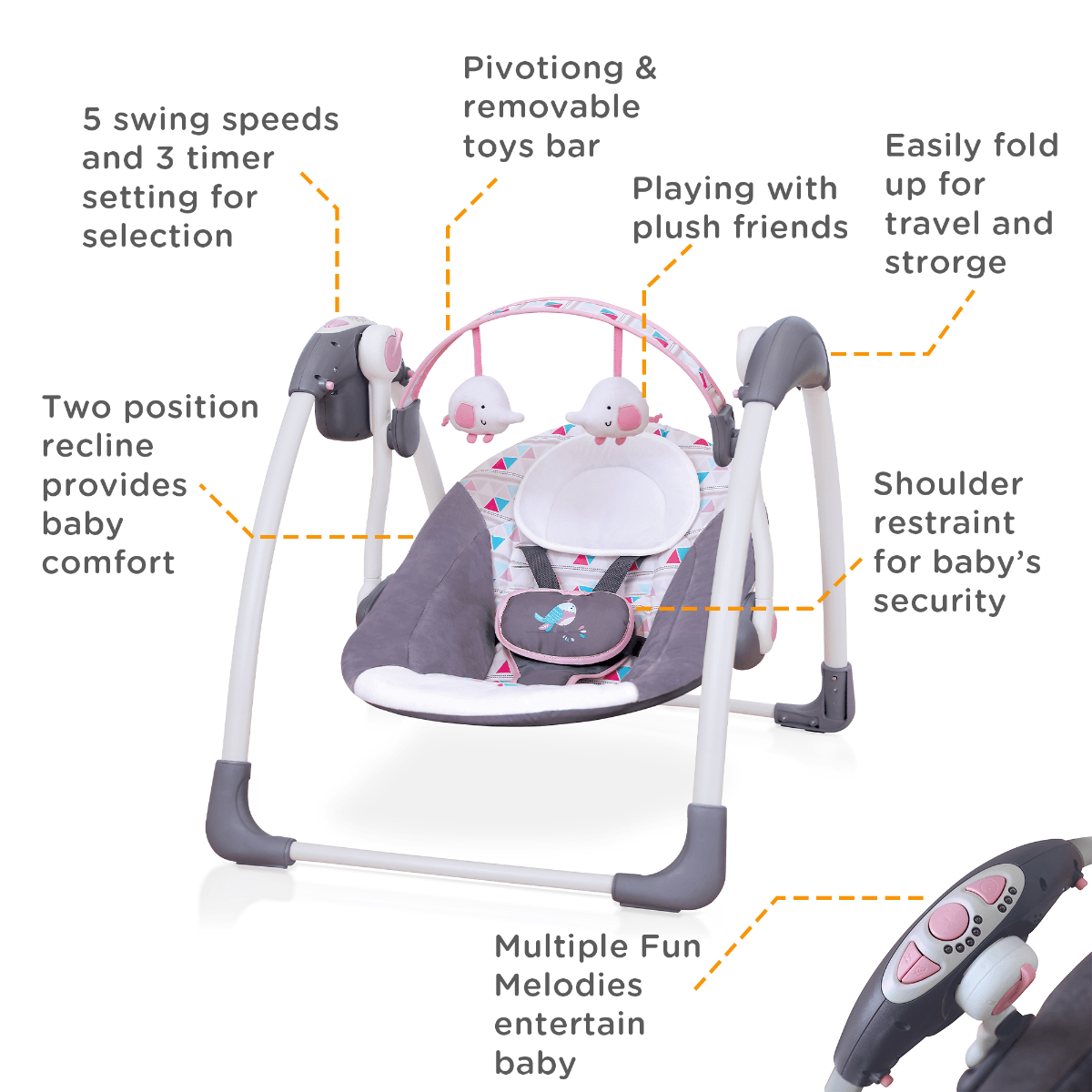 Mastela Deluxe Portable Swing Teal - For Ages 0-2 Years